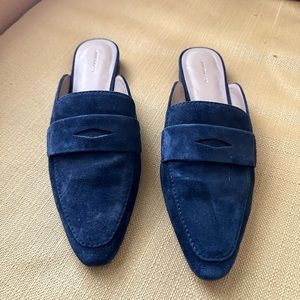 Ann Taylor Navy Blue Suede Mule